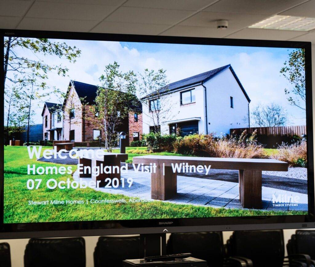 A slideshow on a large screen